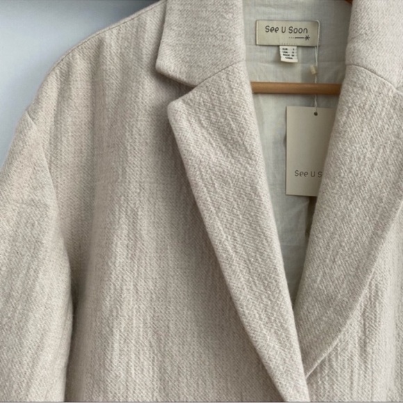 Anthropologie/See U Soon Oatmeal Wool Cotton Blend Coat - Picture 5 of 10